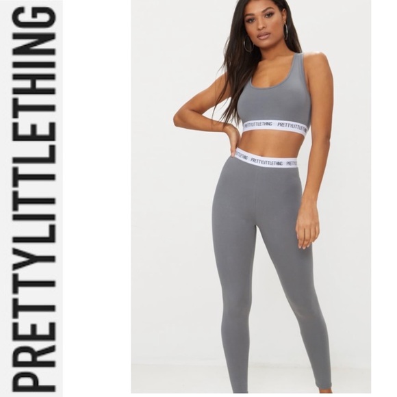 Pants - Charcoal Grey Leggings Prettylittlething